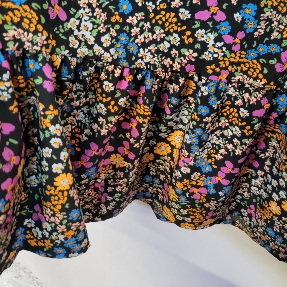 SHEIN Floral Print Peplum Women's Blouse - Black, Pink, Yellow, Blue Size Xl - Picture 3 of 7